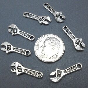 12pc Wrench Charms, tools construction‎ handyman, jewelry making supplies
